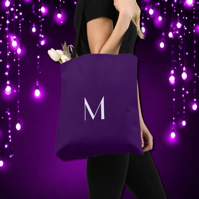 dark purple solid color - add monogram tote bag (Creator Uploaded)