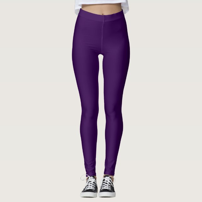 Dark Purple Solid Color  Leggings (Front)