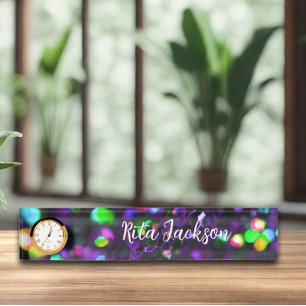 Dark Purple Sparkling Desk Name Plate