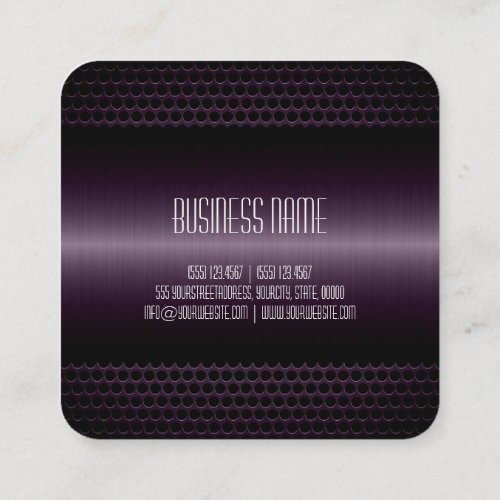 Dark Purple Stainless Steel Metal Look Square Business Card