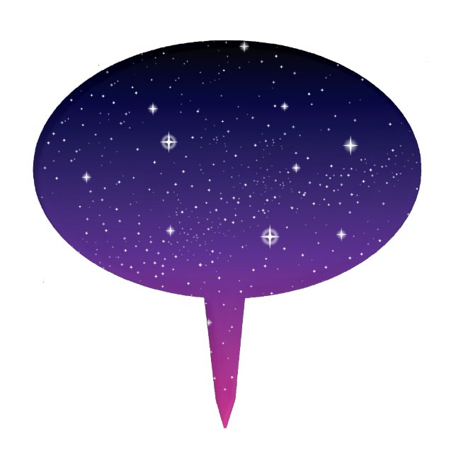 Dark Purple Starry Night Sky Cake Topper (Front)