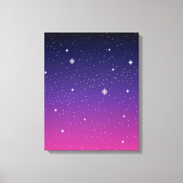 Dark Purple Starry Night Sky Canvas Print (Front)