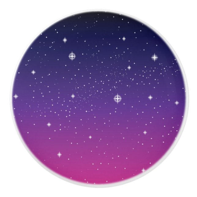 Dark Purple Starry Night Sky Ceramic Knob (Front)