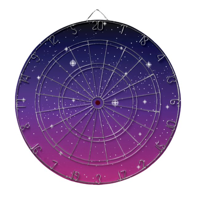 Dark Purple Starry Night Sky Dartboard (Front)