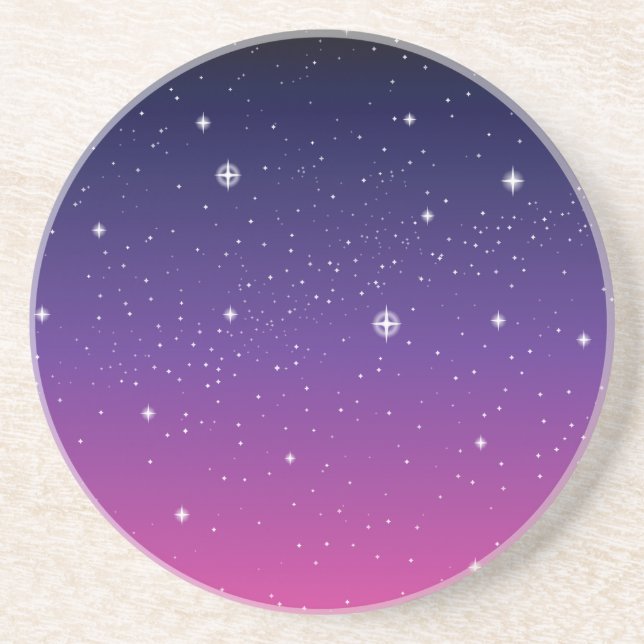 Dark Purple Starry Night Sky Drink Coaster (Front)