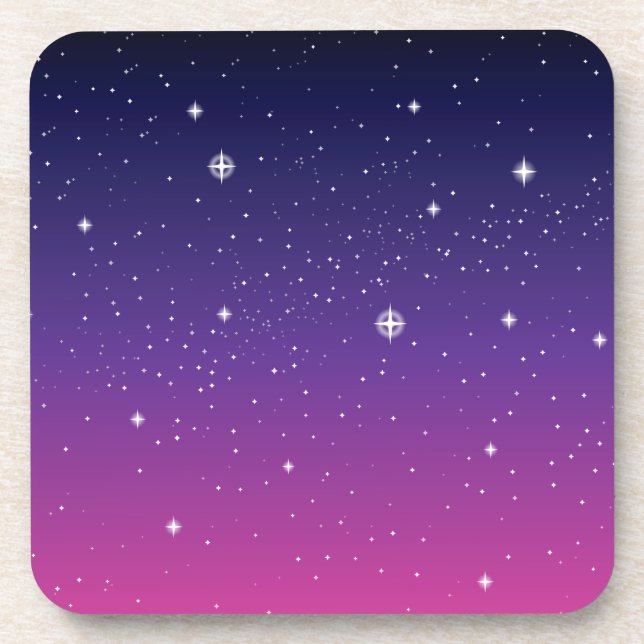 Dark Purple Starry Night Sky Drink Coaster (Front)