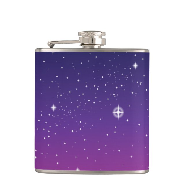 Dark Purple Starry Night Sky Flask (Front)