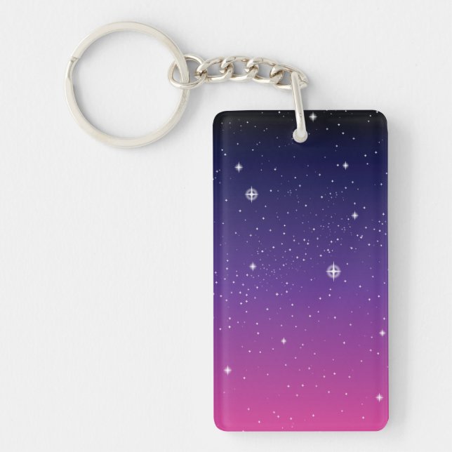 Dark Purple Starry Night Sky Keychain (Front)