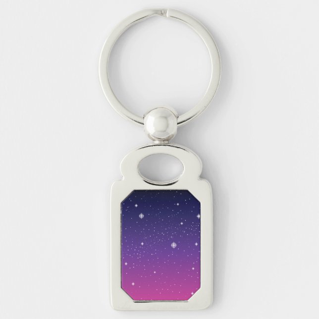 Dark Purple Starry Night Sky Keychain (Front)