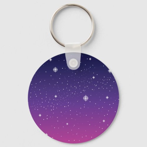 Dark Purple Starry Night Sky Keychain