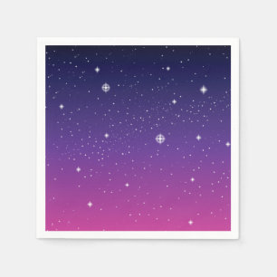 Dark Purple Starry Night Sky Paper Napkins