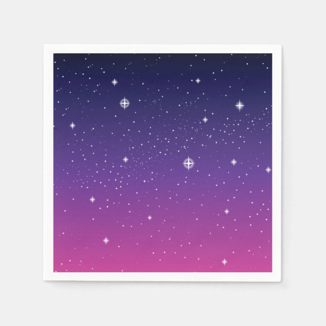 Dark Purple Starry Night Sky Paper Napkins (Front)