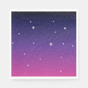 Dark Purple Starry Night Sky Paper Napkins