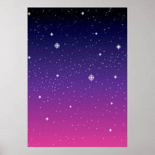 Dark Purple Starry Night Sky Poster