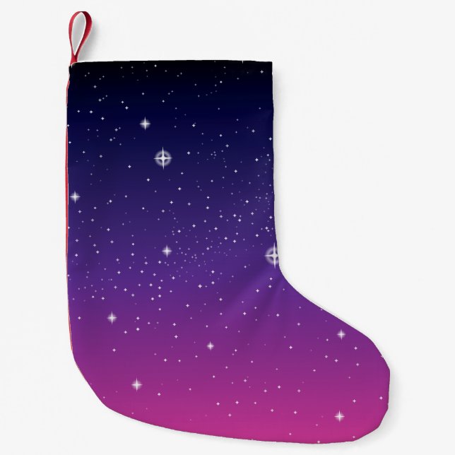 Dark Purple Starry Night Sky Small Christmas Stocking (Front)