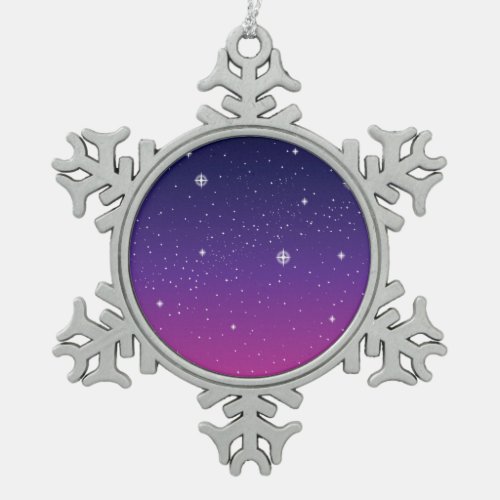 Dark Purple Starry Night Sky Snowflake Pewter Christmas Ornament