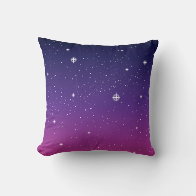 Dark Purple Starry Night Sky Throw Pillow (Front)