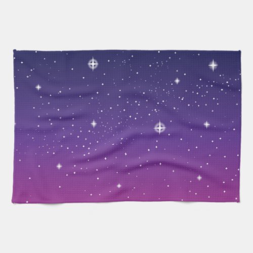 Dark Purple Starry Night Sky Towel