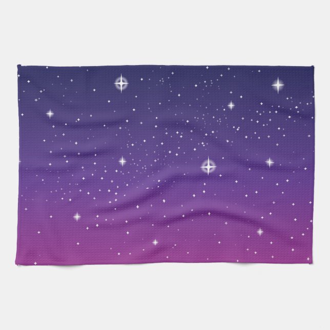 Dark Purple Starry Night Sky Towel (Horizontal)