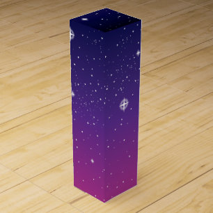 Dark Purple Starry Night Sky Wine Gift Box