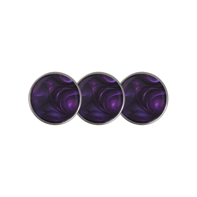 Dark Purple Swirl Design Golf Ball Marker (3 Up)
