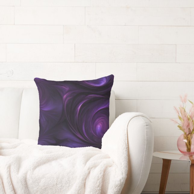 Dark Purple Swirl Design Throw Pillow (Couch)