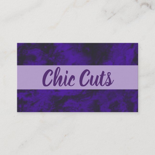 Dark Purple Texture Hair Style Cosmetics Business Card (Front)