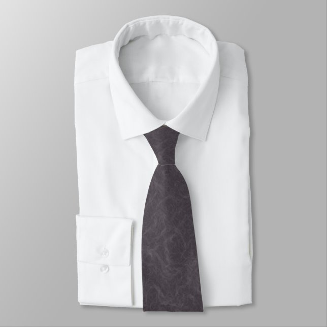 Dark purple textured surface swirling pattern neck tie (Tied)