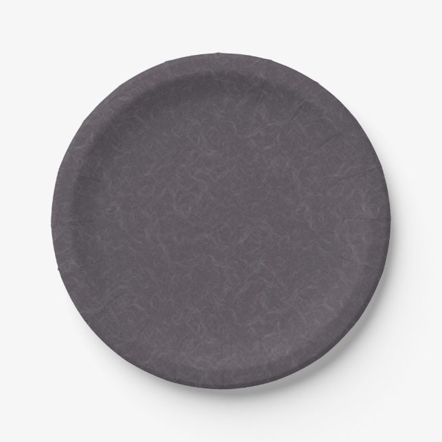 Dark purple textured surface swirling pattern paper plates (Front)