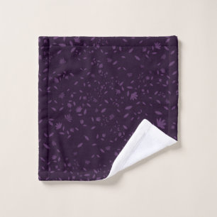 Dark Purple Tone on Tone Floral Botanical Vine Pat Wash Cloth