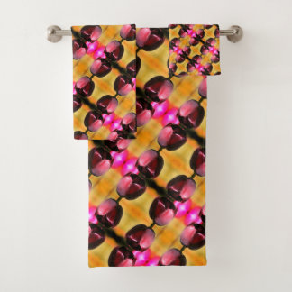 Dark Purple Tulip Flower Abstract Pattern Bath Towel Set