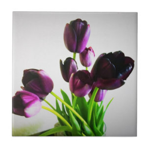 Dark Purple Tulips Ceramic Tile