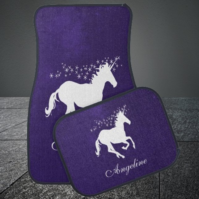 Dark Purple Unicorn Personalized Car Floor Mat (Purple Unicorn Personalized Car Mats)