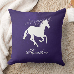 Dark Purple Unicorn Personalized Throw Pillow