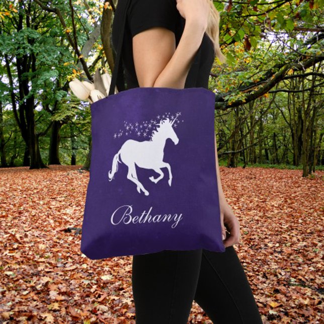 Dark Purple Unicorn Personalized Tote Bag (Purple Unicorn Personalized Tote Bag)