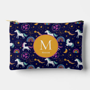 Dark Purple, Unicorns and Rainbows customized Accessory Pouch
