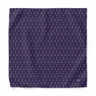 Dark Purple Victorian Floral Pocket Square Bandana