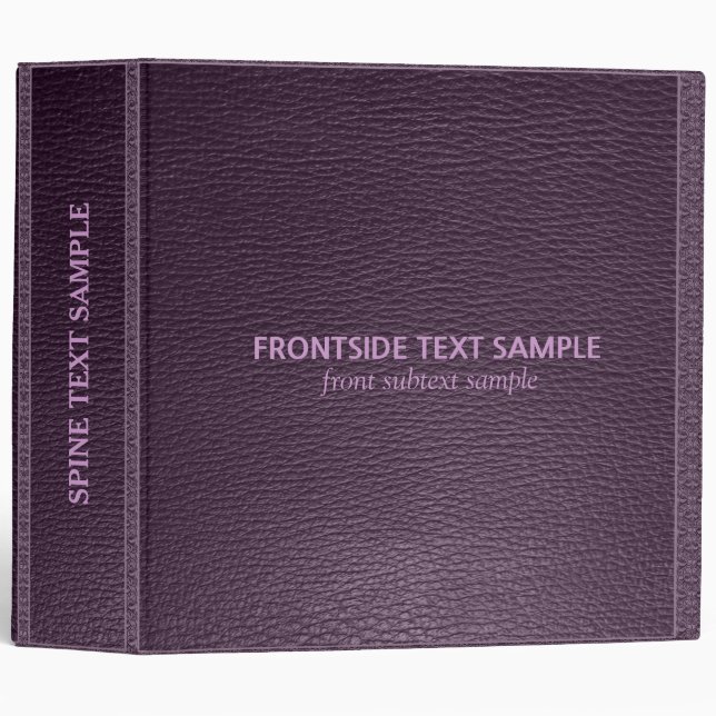 Dark Purple Vintage Leather Look 3 Ring Binder (Front/Spine)