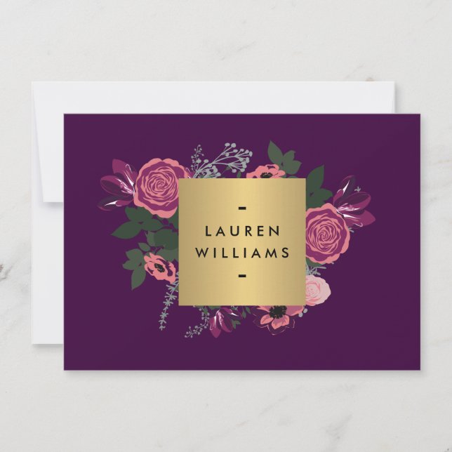 Dark Purple Vintage Modern Floral Gift Certificate (Front)