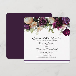 Dark Purple Vintage Romantic Floral Wedding  Save The Date