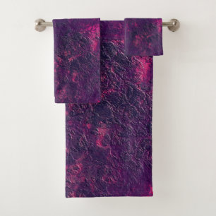 Dark purple violet texture textured suede marble g bath towel set
