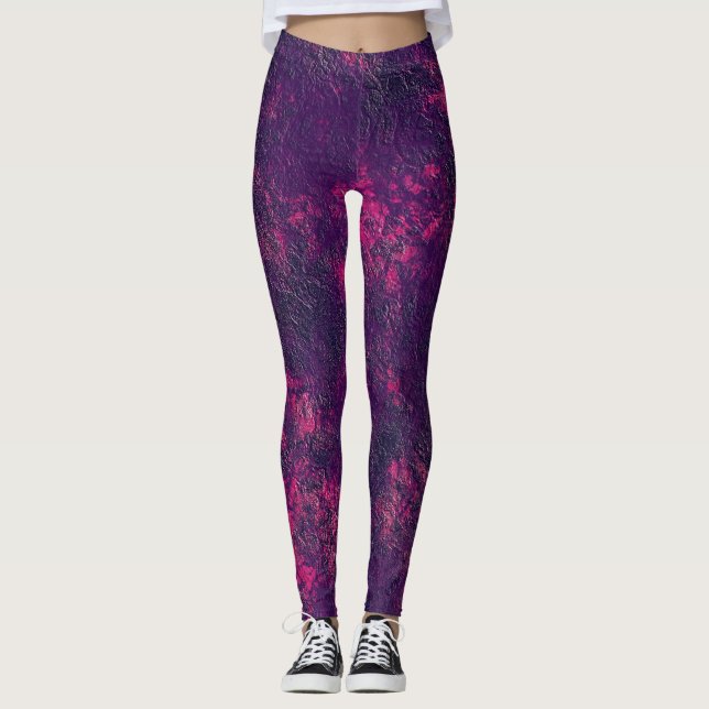Dark purple violet texture textured suede marble g leggings (Front)
