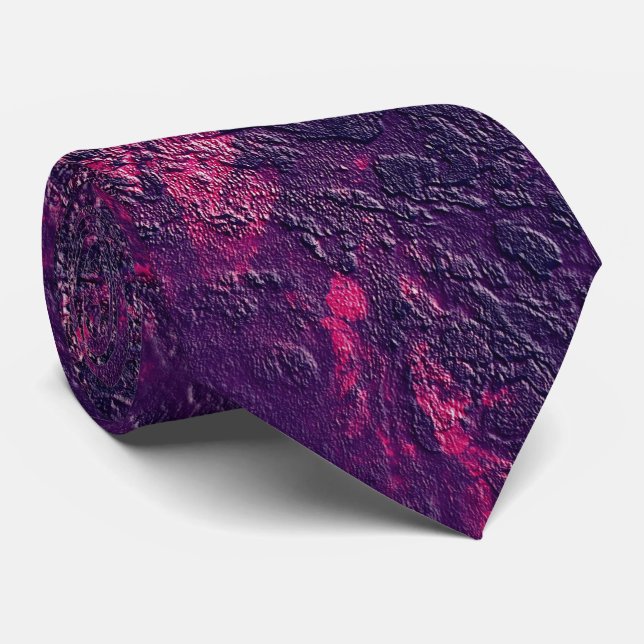 Dark purple violet texture textured suede marble g neck tie (Rolled)