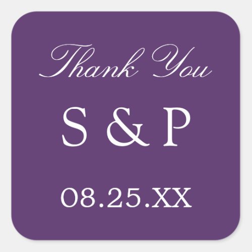 Dark Purple Wedding Favor Thank You Sticker