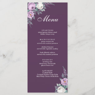 Dark Purple Wedding Menu Card