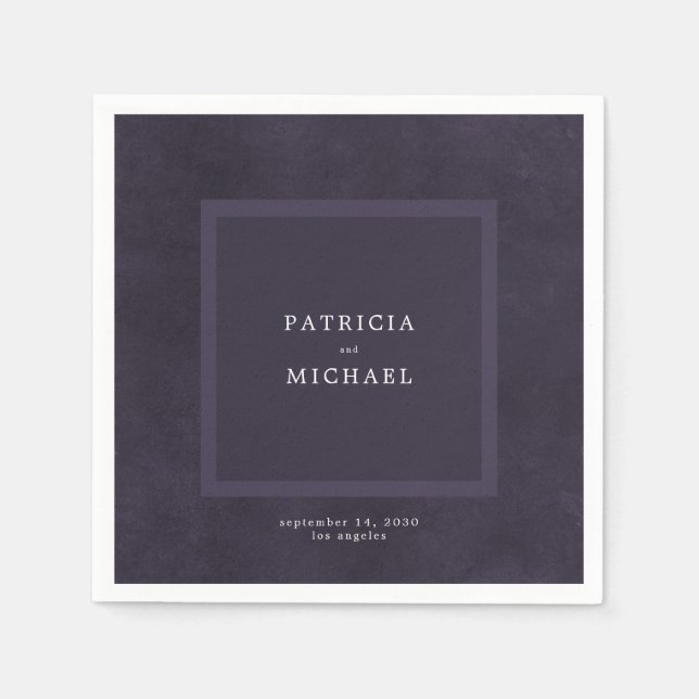 Dark purple wedding simple modern elegant  napkins (Front)