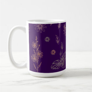 Dark Purple Wildflower Patterned Mug