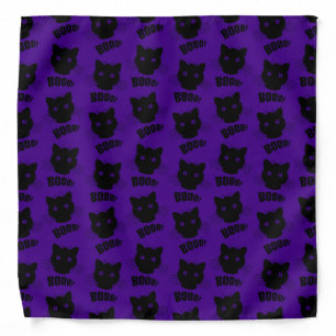 DARK PURPLE WITH BLACK KITTY CATS BANDANA