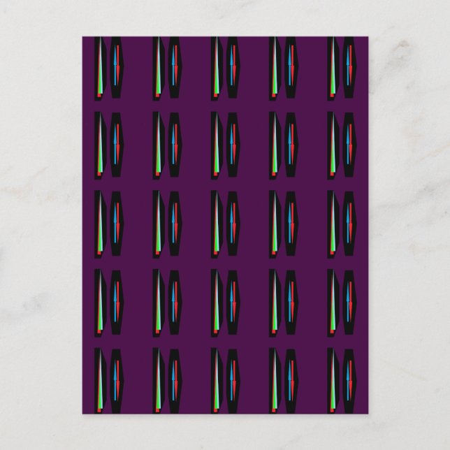 Dark purple with deep colors stripes postcard (Front)