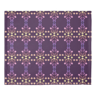 Dark Purple With Floral Design Pattern Duvet Cover